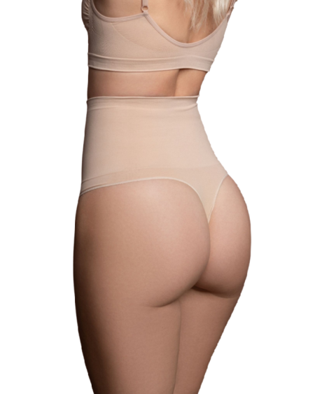 BYE-BRA - FAJA SIN COSTURAS ESTILO TANGA BEIGE TALLA M