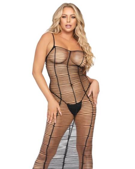 LEG AVENUE - ROBE MAXI EN FILET HORIZONTAL TAILLE UNIQUE