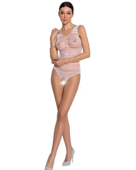 PASSION - FEMME BS086 BODYSTOCKING BLANC TAILLE UNIQUE