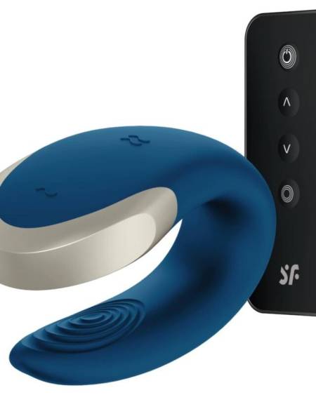 SATISFYER - VIBRATEUR DOUBLE LOVE LUXURY PARTNER BLEU