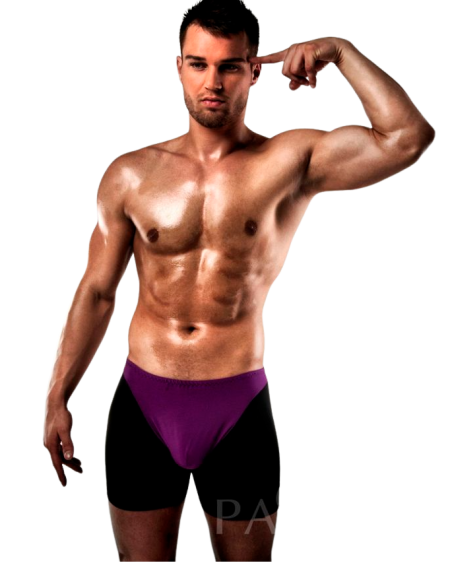 PASSION - BOXER 009 LINGERIE EROTIQUE LILAS/NOIR S/M