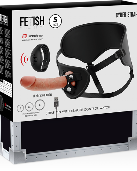 FETISH SUBMISSIVE CYBER STRAP - HARNAIS AVEC TÉLÉCOMMANDE DILDO WATCHME S TECHNOLOGIE