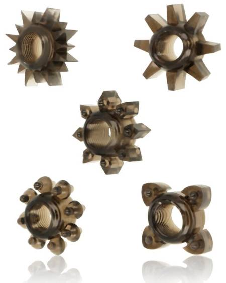 OHMAMA - LOT DE 5 ANNEAUX TESTICULES ET PÉNIS EN SILICONE