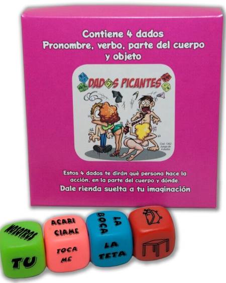 DIABLO PICANTE - JEU DE 4 DÉS DE PRONOM, VERBE, PARTIE DU CORPS ET LIEU