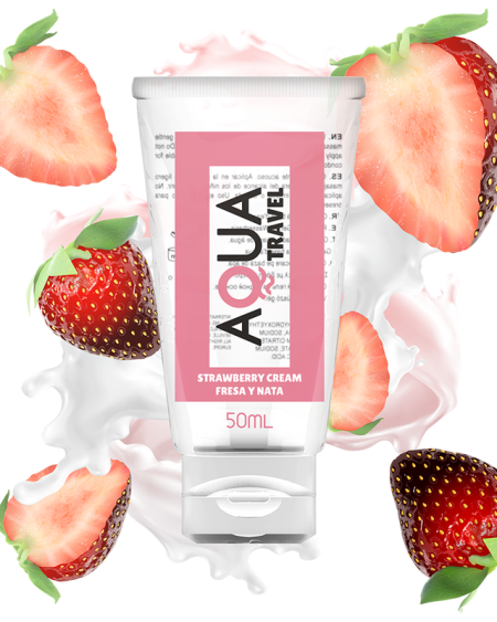 AQUA TRAVEL - LUBRIFIANT À BASE D''EAU SAVEUR CRÈME DE FRAISE - 50 ML