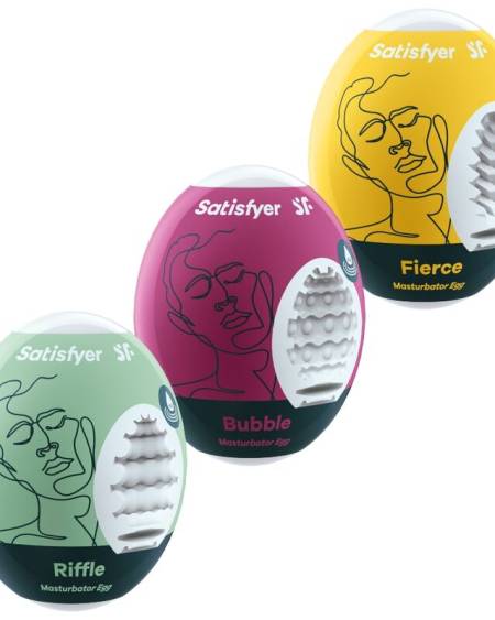 SATISFYER - 3 OEUFS MASTURBATEURS RIFFLE, BUBBLE  FIERCE