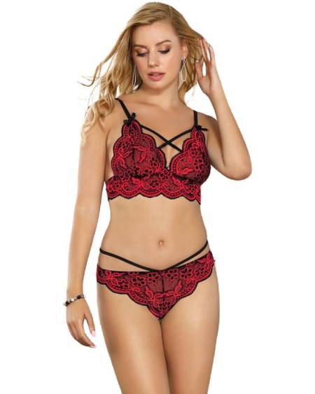 SUBBLIME - SET ENSEMBLE DEUX PIÈCES TOP ET CULOTTE EN DENTELLE S/M
