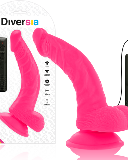 DIVERSIA - DILDO VIBRANT FLEXIBLE ROSE 21.5 CM -O- 4.5 CM