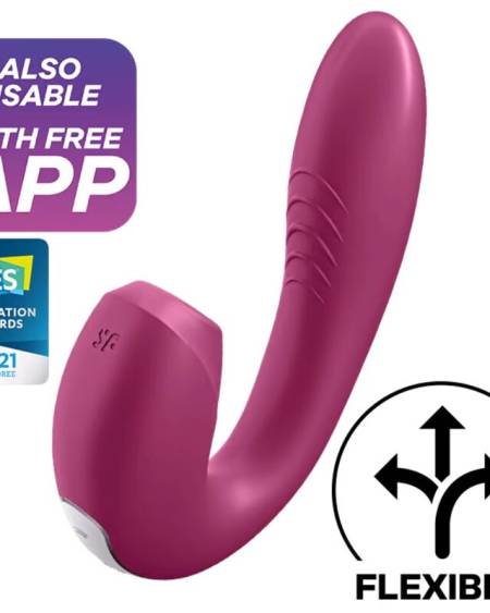 SATISFYER - APPLICATION SUNRAY STIMULATEUR ET VIBRATEUR ROUGE