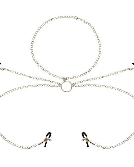 OHMAMA FETISH 4 PINCES À TÉTONS AVEC COLLIER CHAÎNE