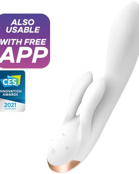 SATISFYER DOUBLE FLEX VIBRADOR APP - BLANCO