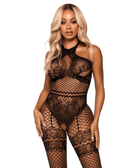 LEG AVENUE - BODYSTOCKING CUELLO HALTER TALLA ÚNICA - NEGRO