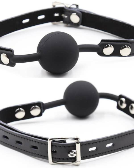 OHMAMA FETISH - BÂILLON BALLE EN SILICONE AVEC CEINTURE EN CUIR (CADENAS INCLUS)