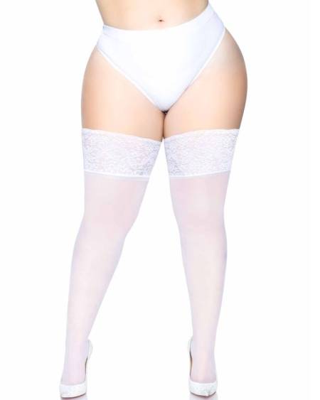 LEG AVENUE - TAILLE PLUS STAY UP BLANC TRANSPARENT