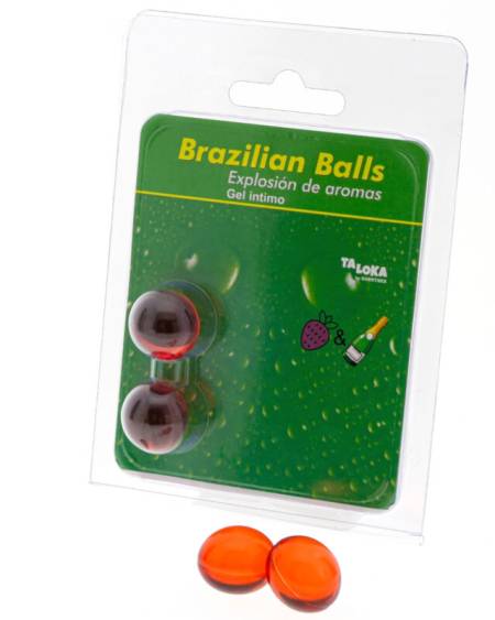 TALOKA - 2 BOULES BRÉSILIENNES GEL INTIME FRAISES  CHAMPAGNE