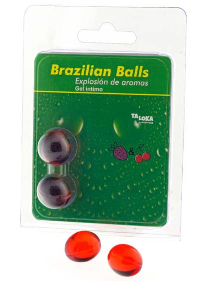 TALOKA - 2 BOULES BRÉSILIENNES GEL INTIME FRAISE  CERISE