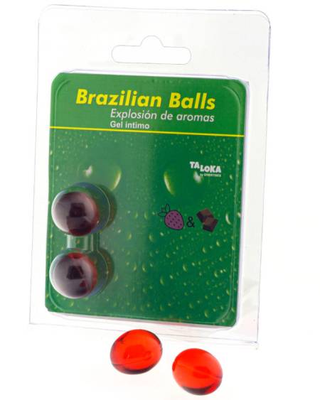 TALOKA - 2 BOULES BRÉSILIENNES GEL INTIME FRAISE  CHOCOLAT