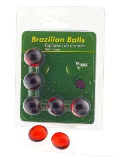 TALOKA - 5 BOULES BRÉSILIENNES GEL INTIME FRAISE