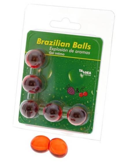 TALOKA - 5 BOULES BRÉSILIENNES GEL INTIME FRAISE  CERISE