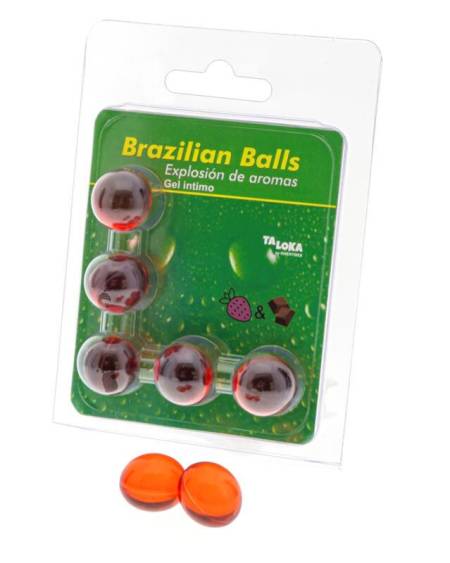 TALOKA - 5 BOULES BRÉSILIENNES GEL INTIME FRAISE  CHOCOLAT