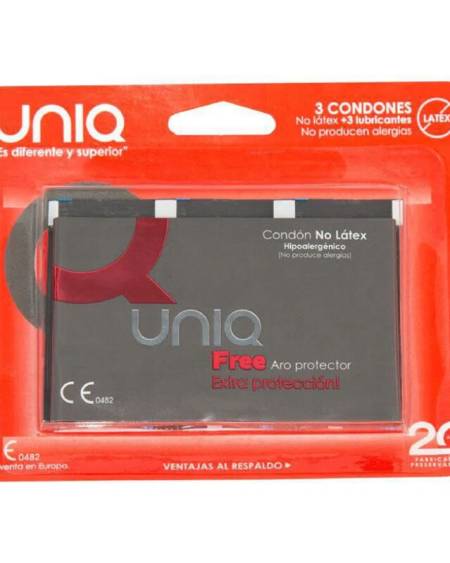 UNIQ - FREE PRÉSERVATIFS SANS LATEX AVEC ANNEAU DE PROTECTION 3 UNITÉS