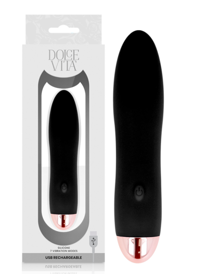 DOLCE VITA - VIBRATEUR RECHARGEABLE QUATRE NOIR 7 VITESSES