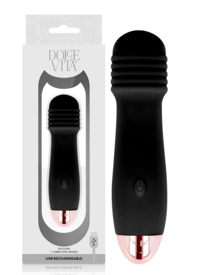 DOLCE VITA - VIBRATEUR RECHARGEABLE TROIS NOIR 7 VITESSES