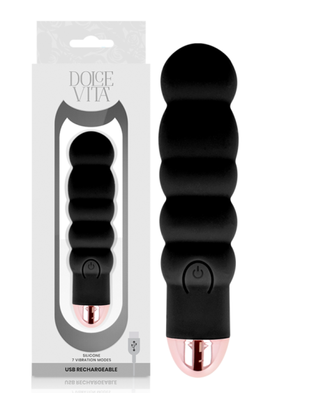 DOLCE VITA - VIBRATEUR RECHARGEABLE SIX NOIR 7 VITESSES