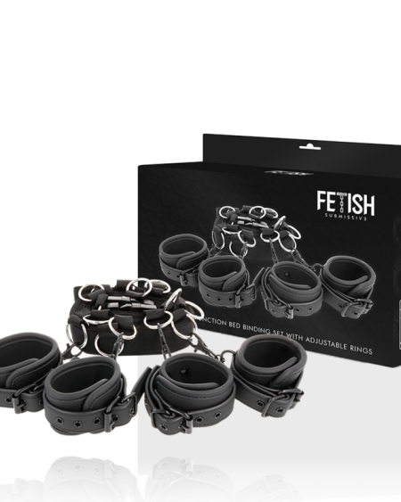 FETISH SUBMISSIVE - ENSEMBLE DE LIENS DE LIT DE LUXE AVEC DOUBLURE EN NOPRÈNE