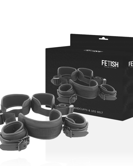 FETISH SUBMISSIVE - POSITION JAMBES OUVERTES AVEC MENOTTES DOUBLÉES EN NOPRÈNE