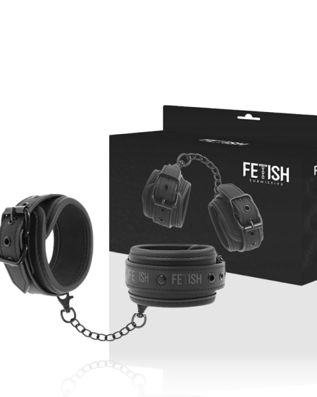 FETISH SUBMISSIVE - MENOTTES EN CUIR VÉGÉTALIEN AVEC DOUBLURE EN NOPRÈNE
