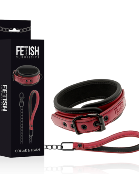 FETISH SUBMISSIVE DARK ROOM - COLLIER CHAÎNE DOUBLURE EN NÉOPRÈNE