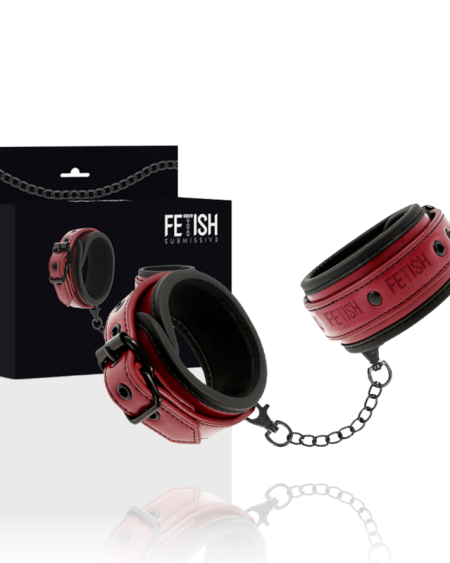 FETISH SUBMISSIVE DARK ROOM - MENOTTES EN CUIR VÉGAN AVEC DOUBLURE EN NÉOPRÈNE