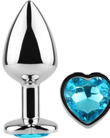 SECRETPLAY - PLUG ANAL EN MÉTAL COEUR BLEU PETITE TAILLE 7 CM