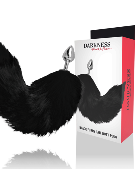 DARKNESS - PLUG ANAL ARGENT 8 CM AVEC QUEUE NOIRE