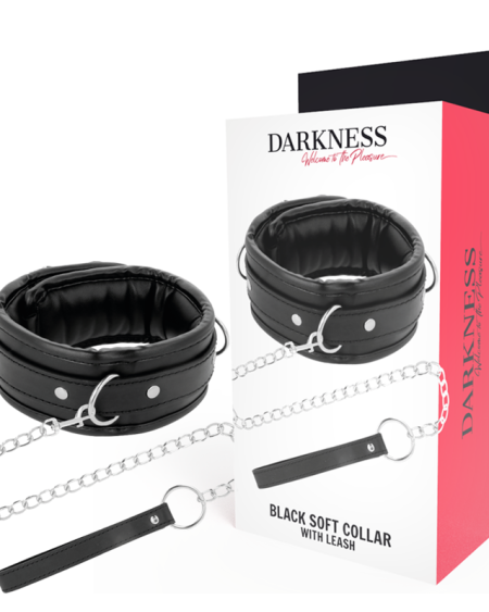 DARKNESS - COLLIER EN CUIR SOUPLE AVEC CHAÎNE