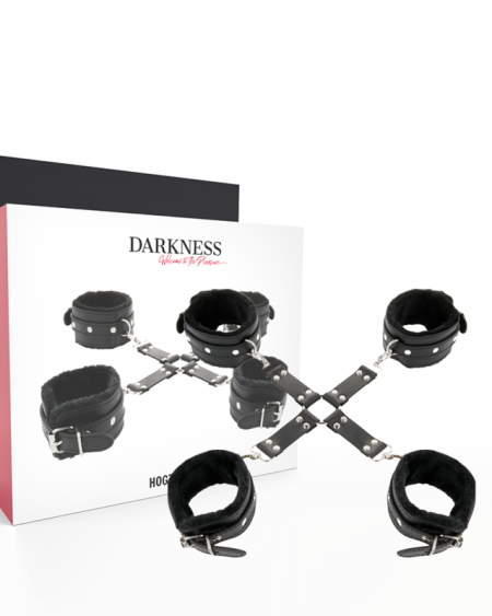 DARKNESS - MENOTTES EN CUIR POUR PIEDS ET MAINS NOIR