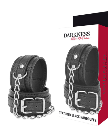 DARKNESS - MENOTTES EN CUIR TEXTURÉ NOIR
