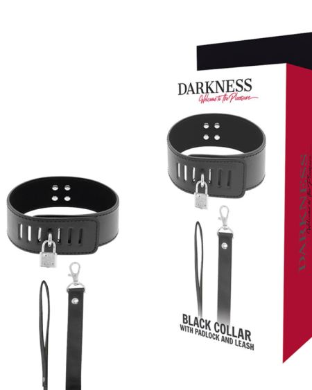 DARKNESS - COLLIER BDSM AVEC SERRURE NOIRE