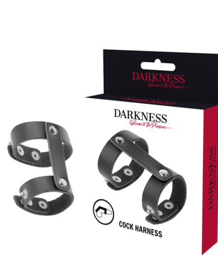 DARKNESS - ANNEAU DE PÉNIS ET TESTICULES RÉGLABLE EN CUIR