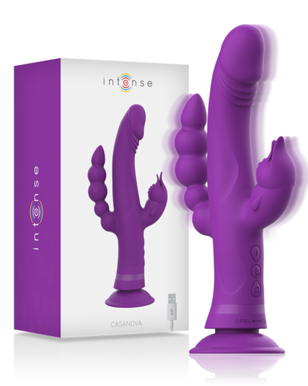 INTENSE - VIBRATEUR EN SILICONE CASANOVA RABBIT TRIPLE MOTEUR VIOLET