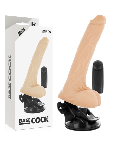 BASECOCK - VIBRADOR REALÍSTICO CONTROL REMOTO NATURAL CON TESTÍCULOS 20 CM -O- 4 CM