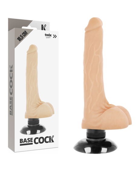 BASECOCK - VIBRADOR REALÍSTICO 2-1 NATURAL 18.5 CM -O- 4 CM