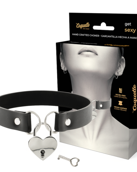 COQUETTE CHIC DESIRE - COLLIER EN CUIR VEGAN AVEC ACCESSOIRE COEUR AVEC CL?