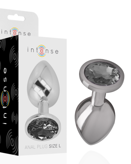 INTENSE - PLUG ANAL EN MÉTAL ALUMINIUM AVEC VERRE NOIR TAILLE L