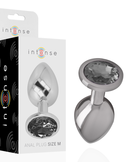 INTENSE - PLUG ANAL EN MÉTAL ALUMINIUM AVEC VERRE NOIR TAILLE M