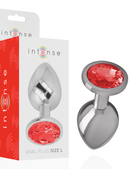INTENSE - PLUG ANAL EN MÉTAL ALUMINIUM AVEC CRISTAL ROUGE TAILLE L