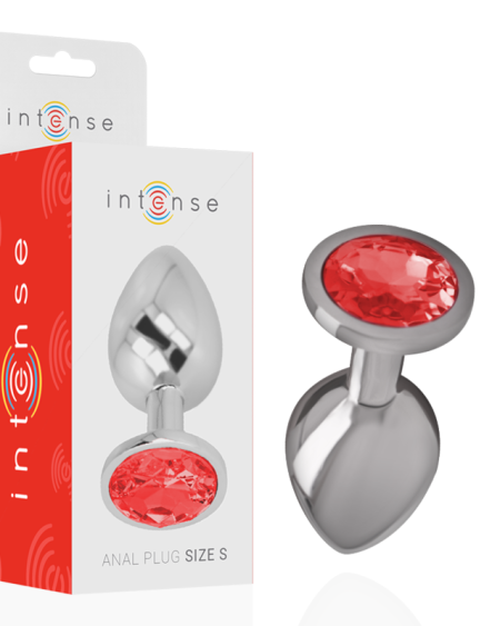 INTENSE - PLUG ANAL EN MÉTAL ALUMINIUM AVEC CRISTAL ROUGE TAILLE S