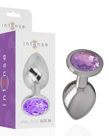 INTENSE - PLUG ANAL EN MÉTAL ALUMINIUM AVEC CRISTAL VIOLET TAILLE M