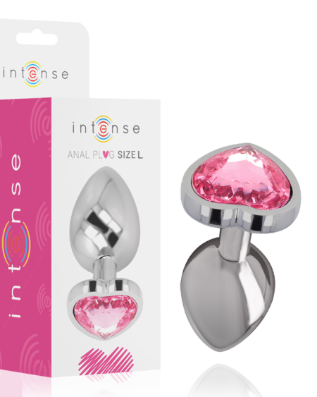 INTENSE - PLUG ANAL EN MÉTAL ALUMINIUM COEUR ROSE TAILLE L